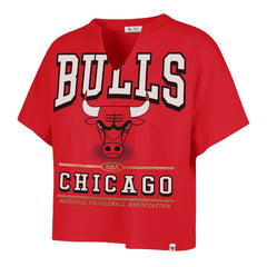 Chicago Bulls '47 Women's Elation Oversized Notch Neck T-Shirt for sale Red | 47 brand discount