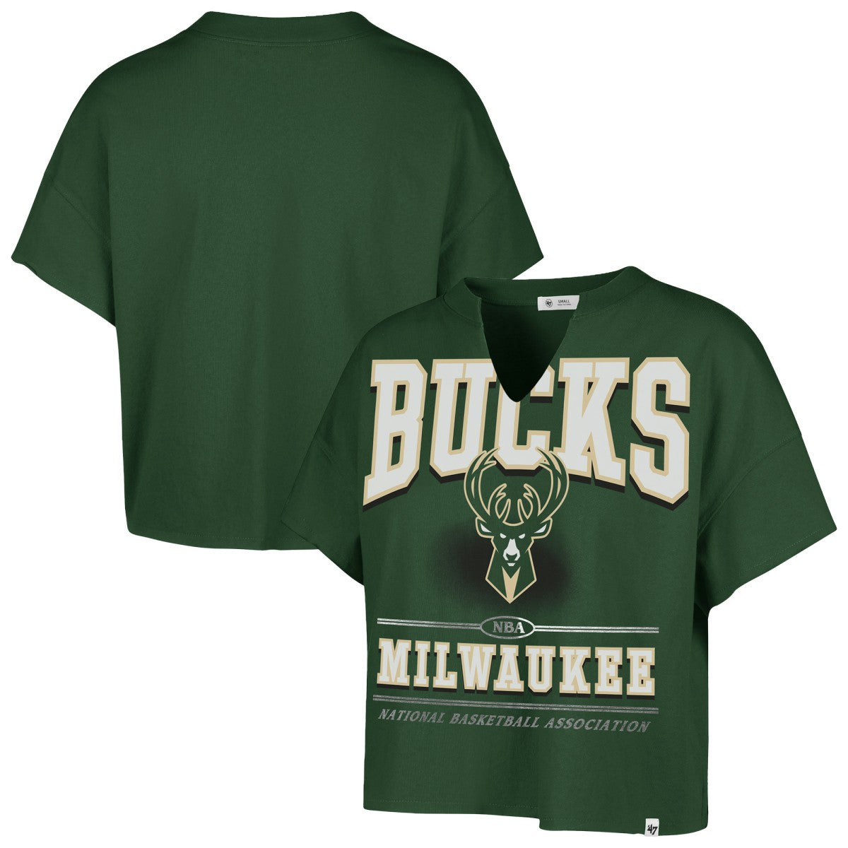 Milwaukee Bucks '47 Women's Elation Oversized Notch Neck T-Shirt Hunter Green | 47 brand Lifestyle