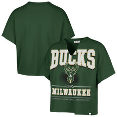 Milwaukee Bucks '47 Women's Elation Oversized Notch Neck T-Shirt Hunter Green | 47 brand Lifestyle