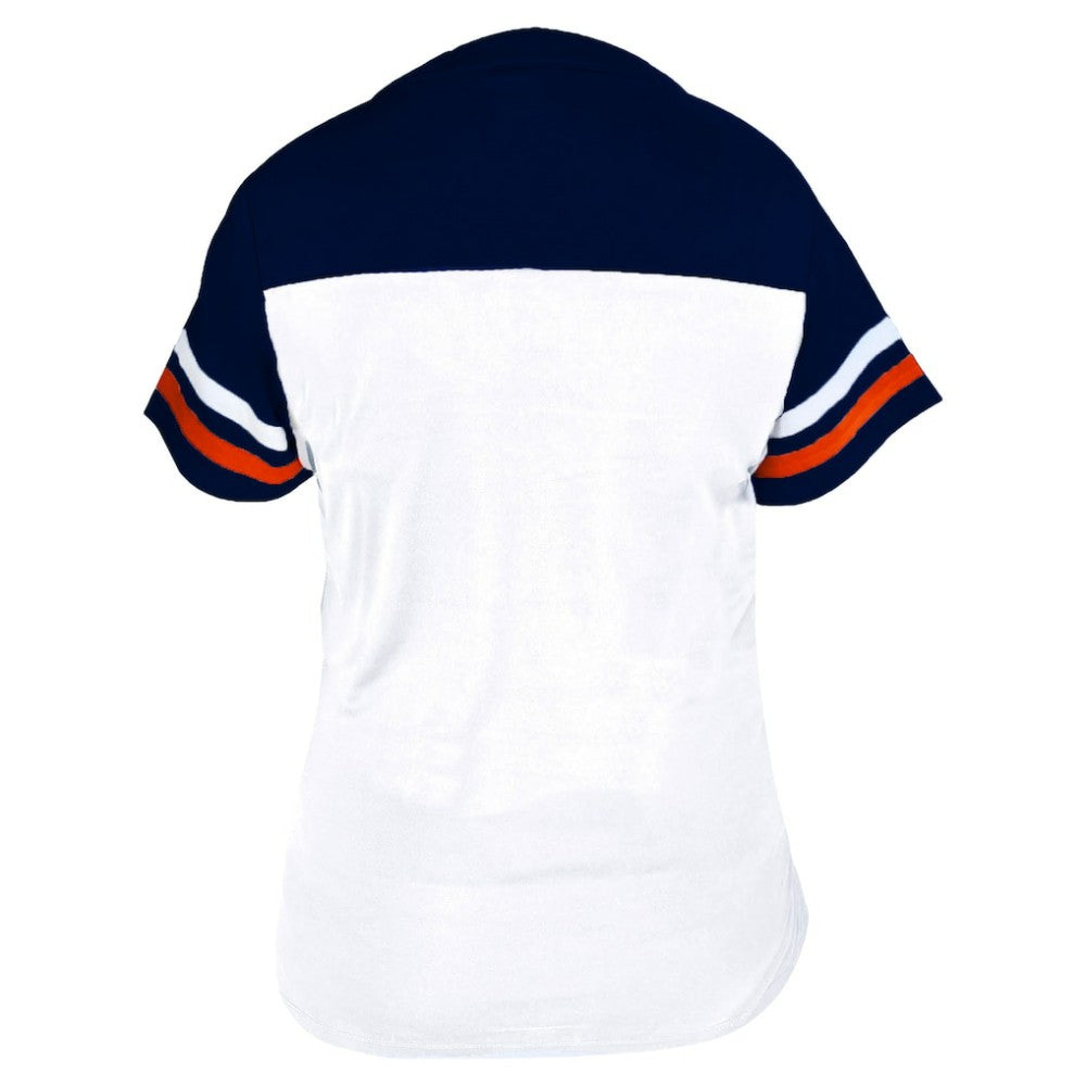 Houston Astros Profile Women's Plus Size Two-Stripe V-Neck T-Shirt - White/Navy - MLB on Sale