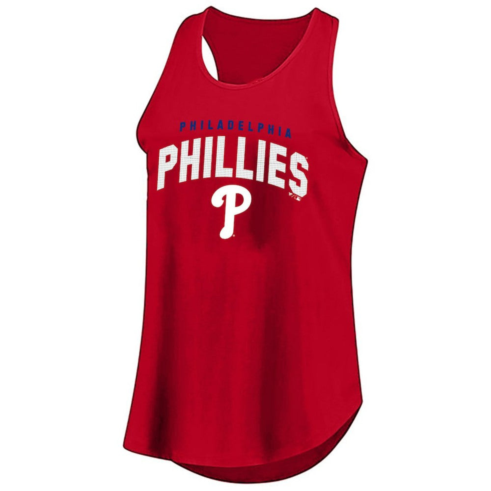 Philadelphia Phillies Profile Women's Plus Size Wordmark Racerback Scoop Neck Tank Top - Red - MLB Sale