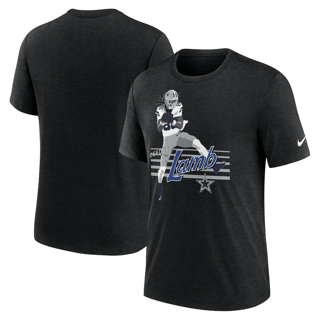 Nike CeeDee Lamb Dallas Cowboys Player Graphic T-Shirt Heather Black