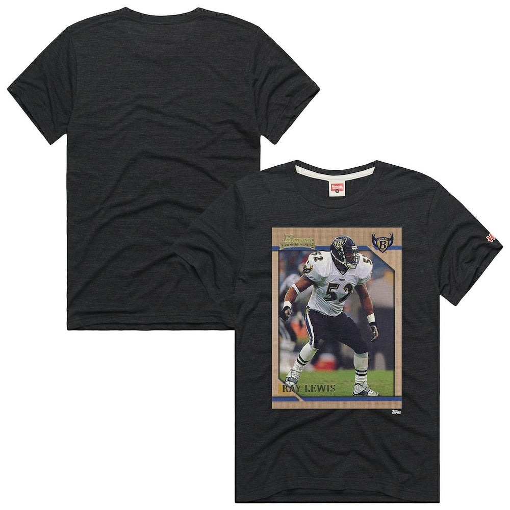 Ray Lewis Baltimore Ravens Homage Unisex NFL Topps Trading Card Tri-Blend T-Shirt Charcoal