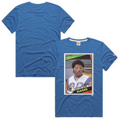 Eric Dickerson Los Angeles Rams Homage Unisex NFL Topps Trading Card Tri-Blend T-Shirt Royal