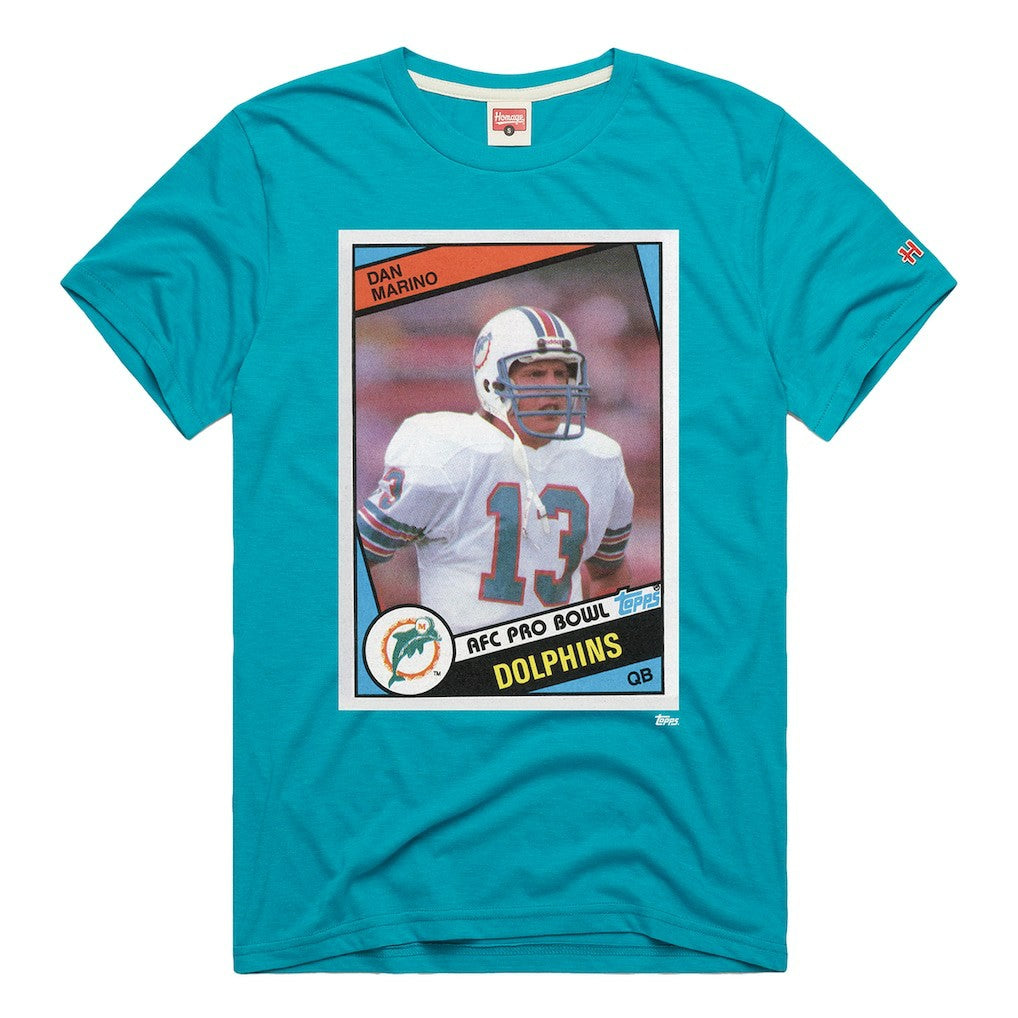Dan Marino Miami Dolphins Homage Unisex NFL Topps Trading Card Tri-Blend T-Shirt Aqua