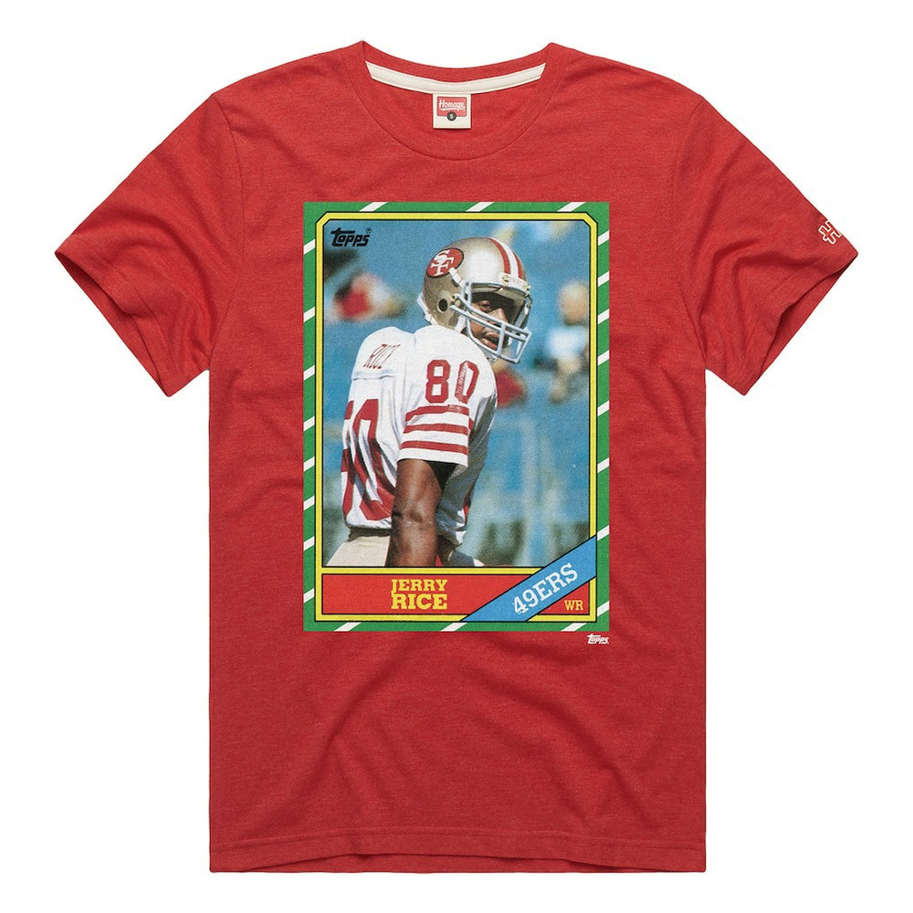 Jerry Rice San Francisco 49ers Homage Unisex NFL Topps Trading Card Tri-Blend T-Shirt Scarlet