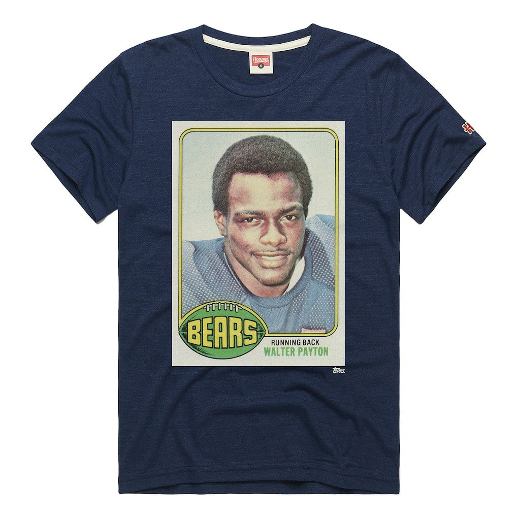 Walter Payton Chicago Bears Homage Unisex NFL Topps Trading Card Tri-Blend T-Shirt Navy