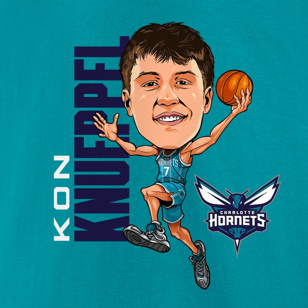 Kon Knueppel Charlotte Hornets Caricature T-Shirt Teal