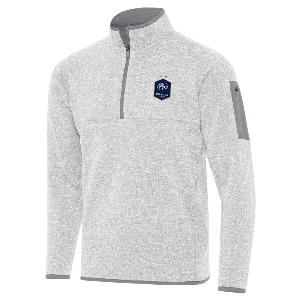 France National Team Antigua Elevate Quarter-Zip Pullover Heather Gray