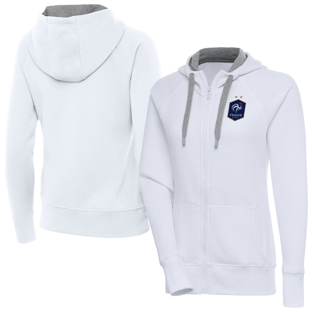 France National Team Antigua Women's Takeover Full-Zip Hoodie White