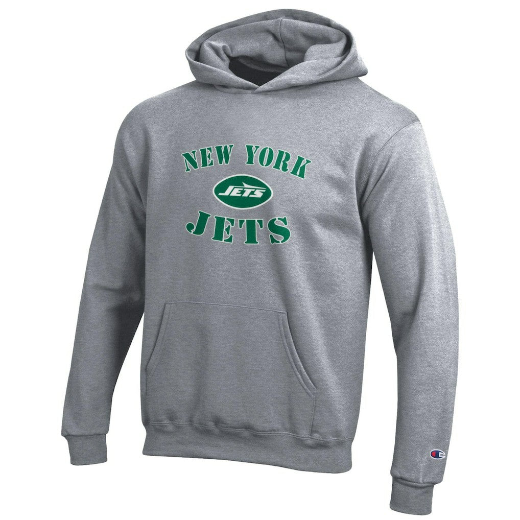 New York Jets Champion Youth Powerblend Fleece Hoodie Gray
