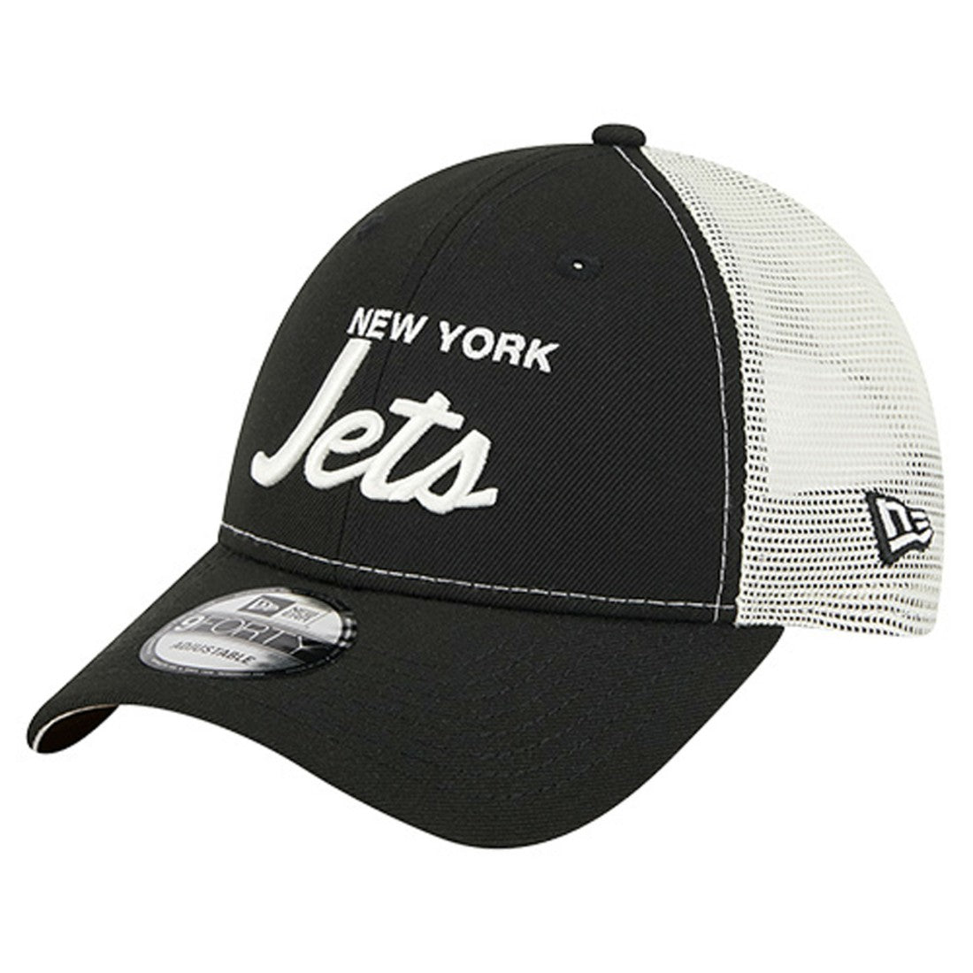 New York Jets New Era Apple Trucker 9FORTY Adjustable Hat Black