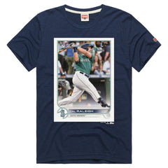 Cal Raleigh Seattle Mariners Homage Topps Baseball Card Player Tri-Blend T-Shirt - Navy - MLB Online