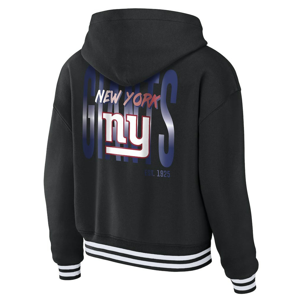 New York Giants WEAR by Erin Andrews Women's Lace-Up Fleece Hoodie Black