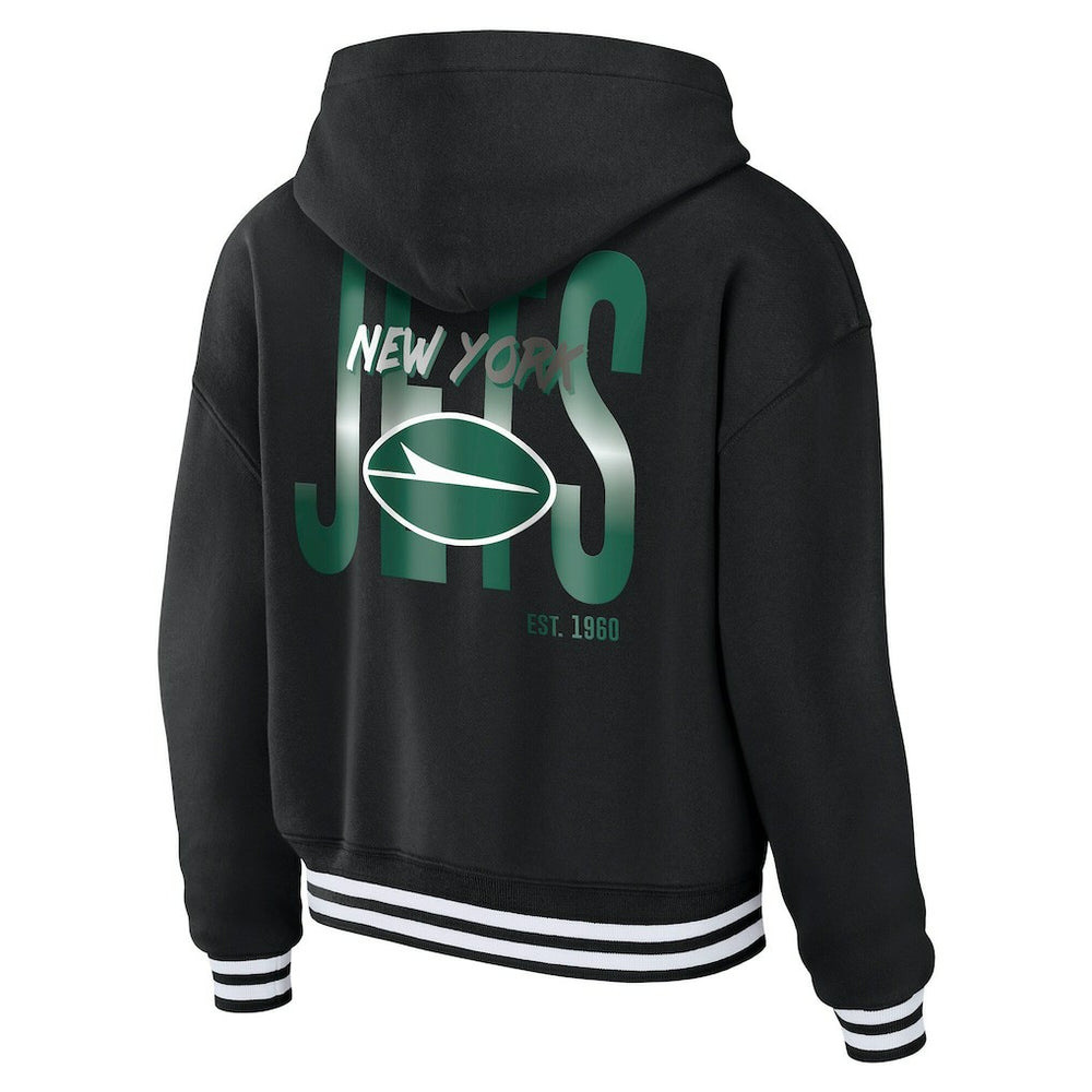 New York Jets WEAR by Erin Andrews Women's Lace-Up Fleece Hoodie Black