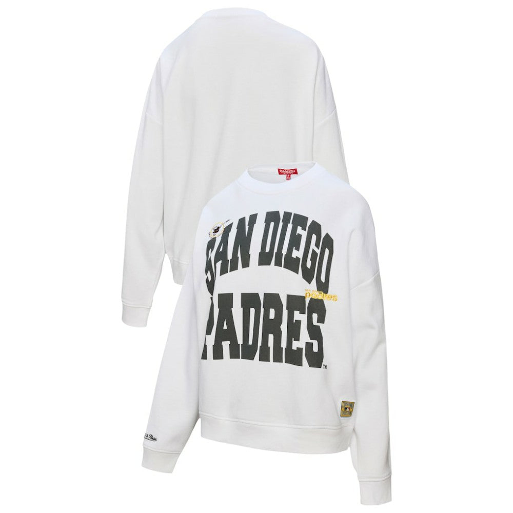 San Diego Padres Mitchell & Ness Women's Oversized Cooperstown Sweatshirt - White - Mitchell & Ness on Sale