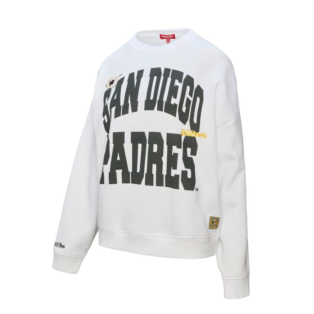San Diego Padres Mitchell & Ness Women's Oversized Cooperstown Sweatshirt - White - Mitchell & Ness on Sale