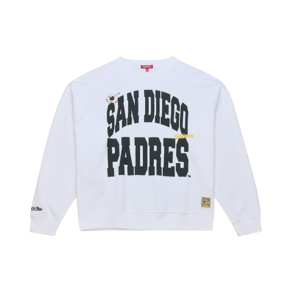 San Diego Padres Mitchell & Ness Women's Oversized Cooperstown Sweatshirt - White - Mitchell & Ness on Sale