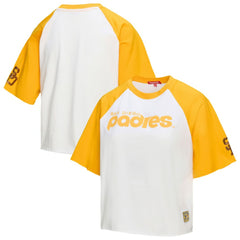 San Diego Padres Mitchell & Ness Women's Cropped Raglan Boxy T-Shirt - White - Mitchell & Ness on Sale