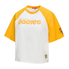 San Diego Padres Mitchell & Ness Women's Cropped Raglan Boxy T-Shirt - White - Mitchell & Ness on Sale