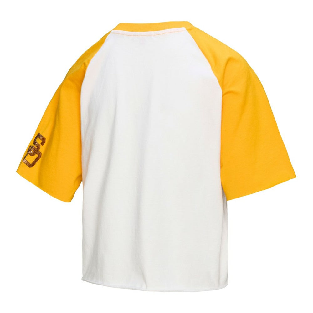 San Diego Padres Mitchell & Ness Women's Cropped Raglan Boxy T-Shirt - White - Mitchell & Ness on Sale