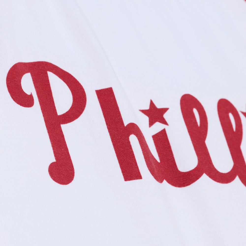 Philadelphia Phillies Mitchell & Ness Women's Cropped Raglan Boxy T-Shirt - White - Mitchell & Ness Sale