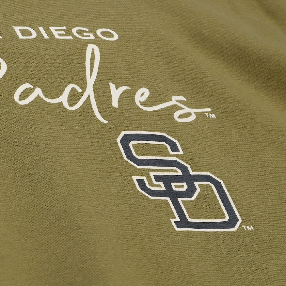 San Diego Padres Mitchell & Ness Women's Oversized Crewneck Sweatshirt - Olive - Mitchell & Ness Lifestyle