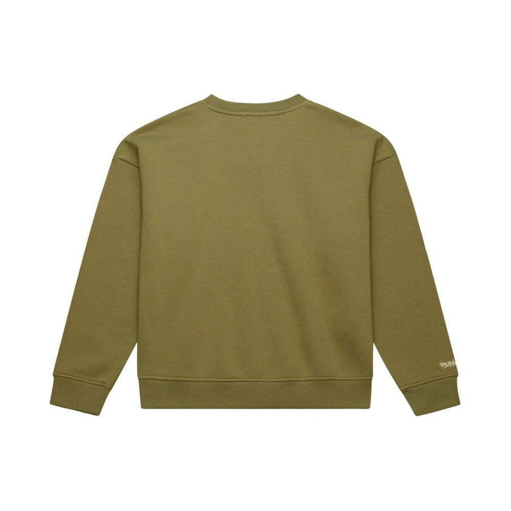Atlanta Braves Mitchell & Ness Women's Oversized Crewneck Sweatshirt - Olive - Mitchell & Ness Sale