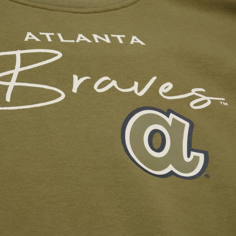 Atlanta Braves Mitchell & Ness Women's Oversized Crewneck Sweatshirt - Olive - Mitchell & Ness Sale