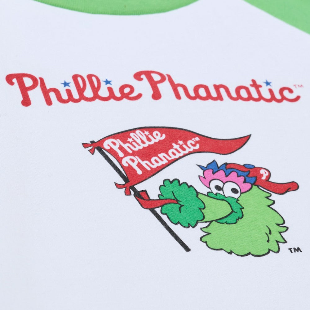 Philadelphia Phillies Mitchell & Ness Women's Cropped Raglan Mascot Boxy T-Shirt - White - Mitchell & Ness Sale