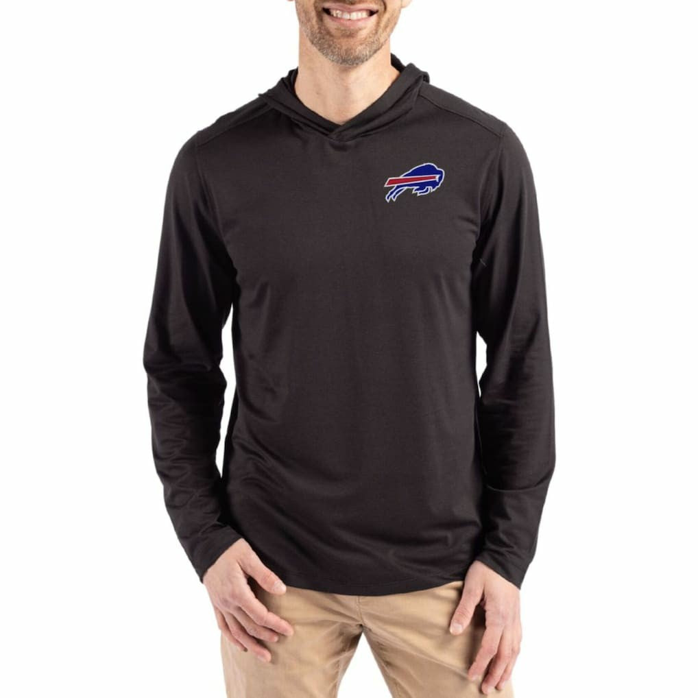 Buffalo Bills Cutter & Buck Coastline Epic Comfort Eco Recycled Long Sleeve Hoodie T-Shirt Black