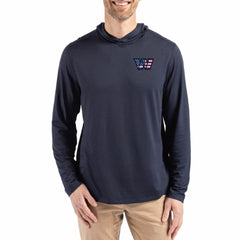 Washington Commanders Cutter & Buck Americana Coastline Epic Comfort Eco Recycled Long Sleeve Hoodie T-Shirt Navy