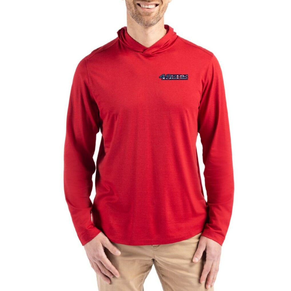 San Francisco 49ers Cutter & Buck Americana Coastline Epic Comfort Eco Recycled Long Sleeve Hoodie T-Shirt Red