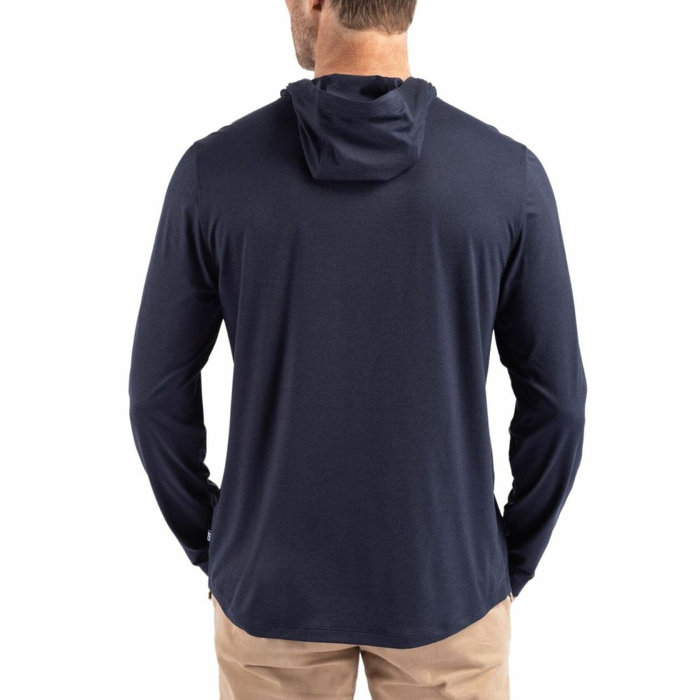 Denver Broncos Cutter & Buck Americana Coastline Epic Comfort Eco Recycled Long Sleeve Hoodie T-Shirt Navy