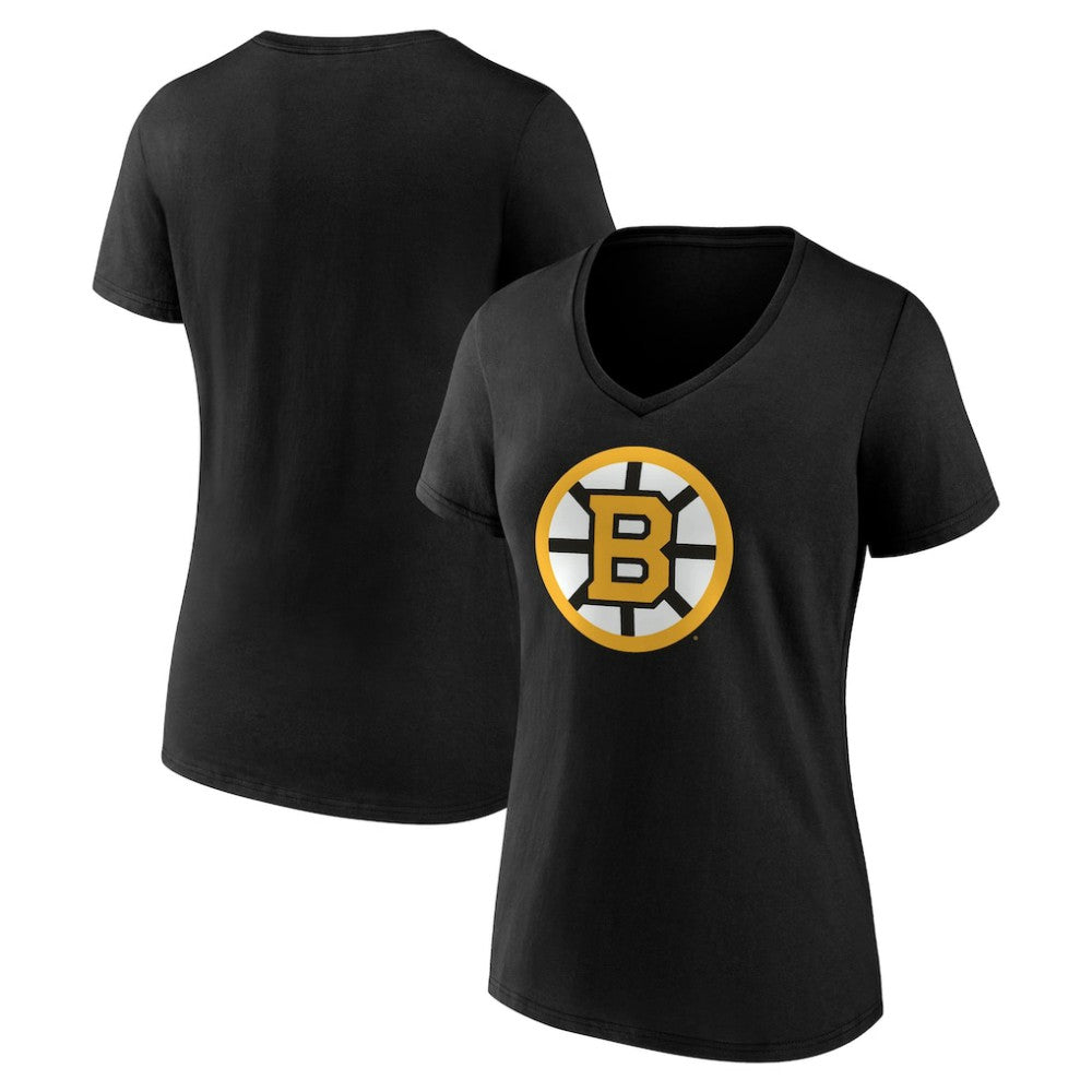 Boston Bruins Women's Essential V-Neck T-Shirt - Black - NHL 203376561