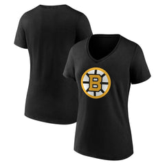 Boston Bruins Women's Essential V-Neck T-Shirt - Black - NHL 203376561