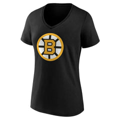 Boston Bruins Women's Essential V-Neck T-Shirt - Black - NHL 203376561