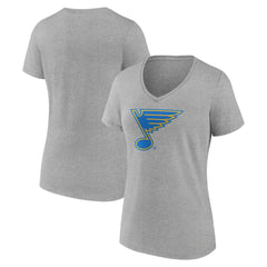 St. Louis Blues Women's Essential V-Neck T-Shirt - Gray - NHL 203376564