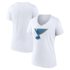 St. Louis Blues Women's Essential V-Neck T-Shirt - White - NHL 203376566