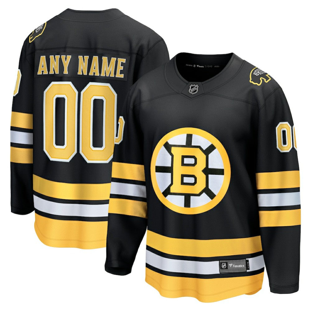 Boston Bruins Fanatics Home Breakaway Custom Jersey - Black - NHL 203376752