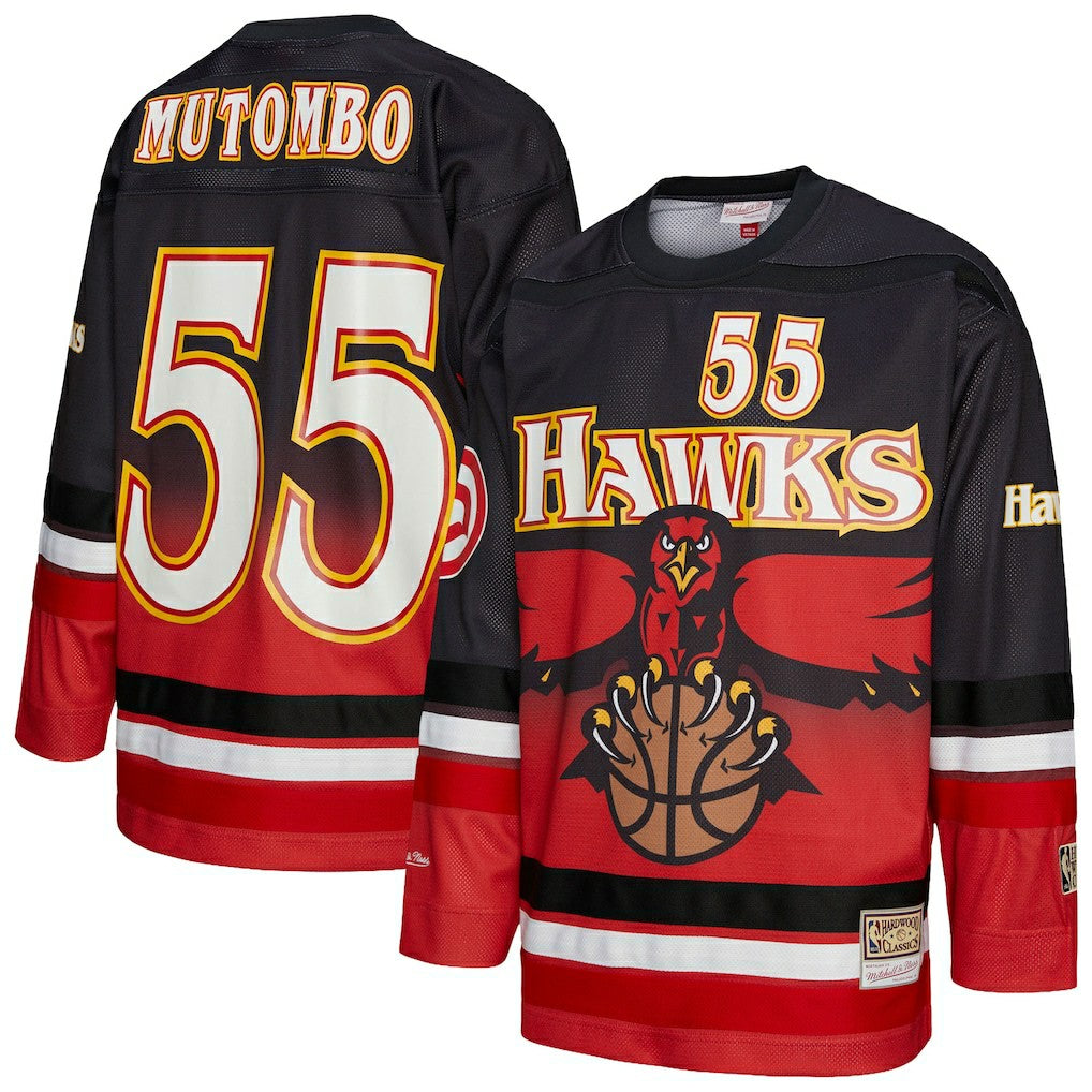 Dikembe Mutombo Atlanta Hawks Unisex Maxxed Out Fashion Hockey Jersey Red | Mitchell & Ness