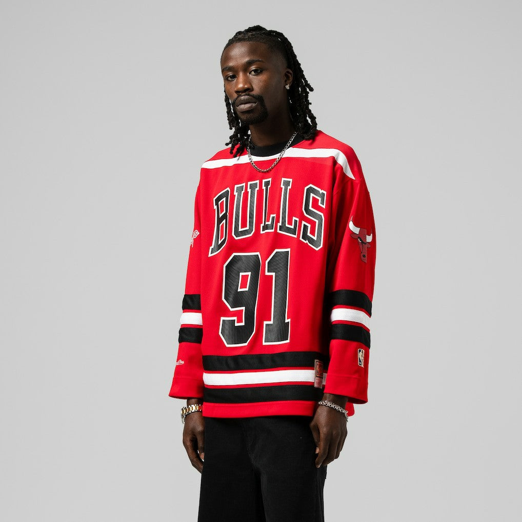 Dennis Rodman Chicago Bulls Unisex Maxxed Out Fashion Hockey Jersey for sale Red | Mitchell & Ness outlet
