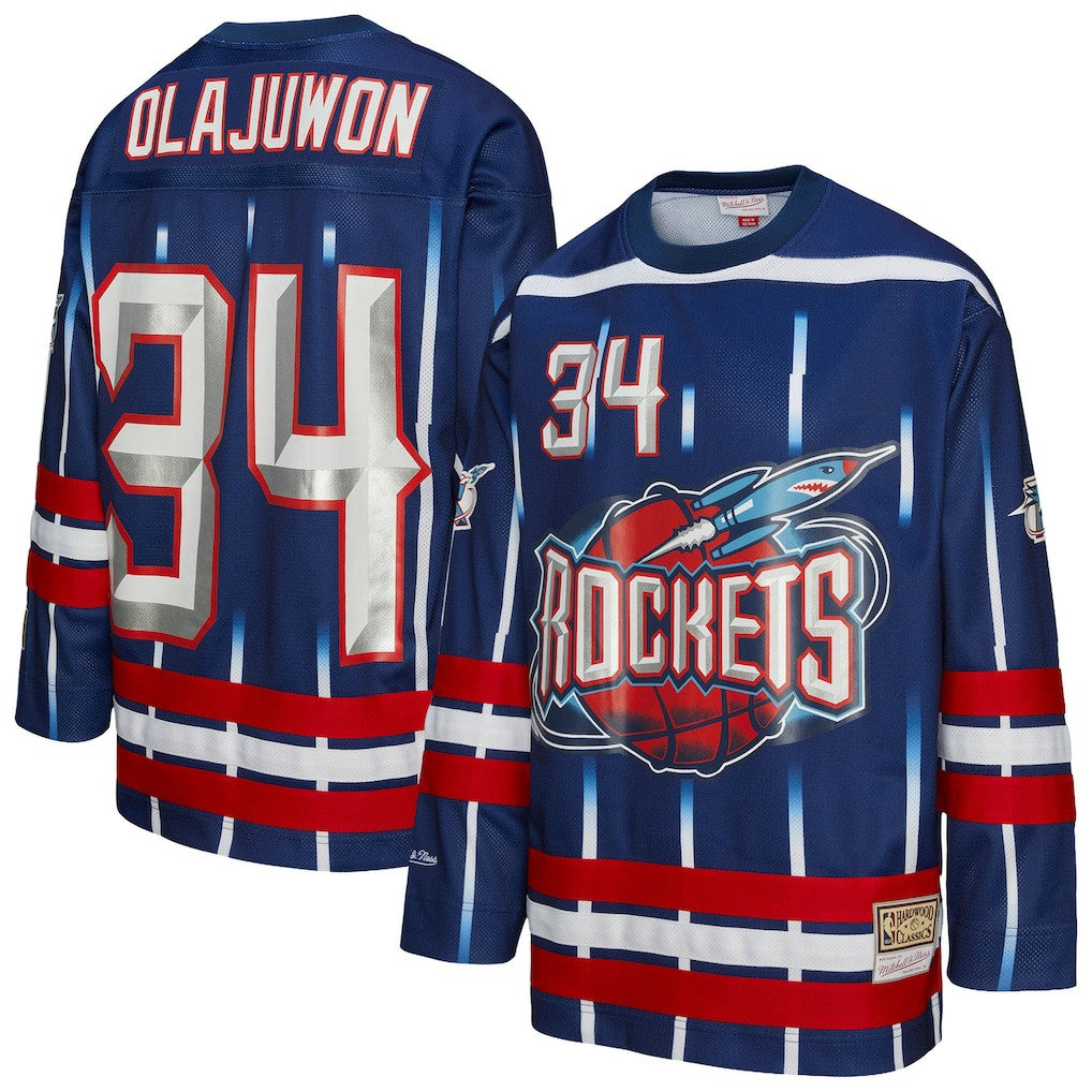 Hakeem Olajuwon Houston Rockets Unisex Maxxed Out Fashion Hockey Jersey Navy | Mitchell & Ness US