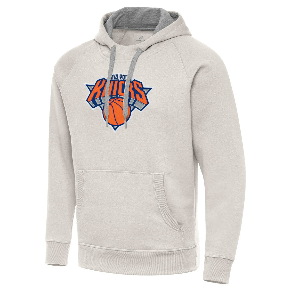 New York Knicks Antigua Big Logo Victory Pullover Hoodie Cream