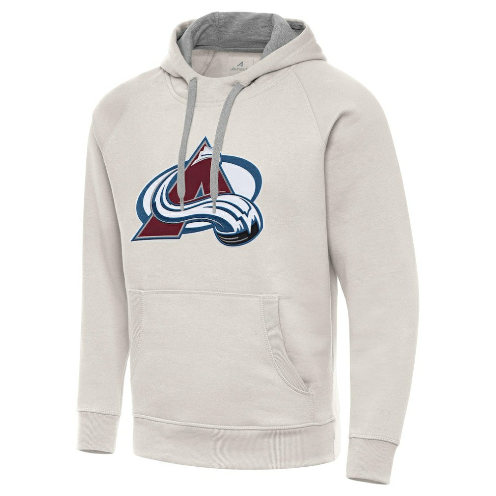 Colorado Avalanche Antigua Big Logo Victory Pullover Hoodie - Cream - NHL 203377036