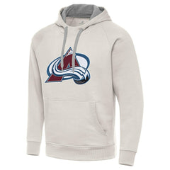 Colorado Avalanche Antigua Big Logo Victory Pullover Hoodie - Cream - NHL 203377036