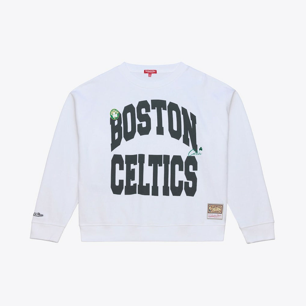 Boston Celtics Women's Lightweight Block Letter Sweatshirt White | Mitchell & Ness Near Me