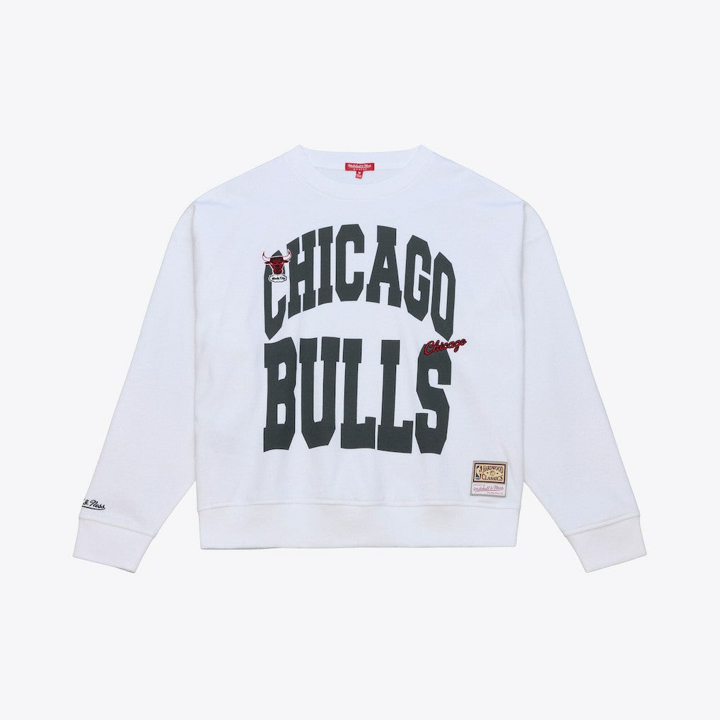 Chicago Bulls Women's Lightweight Block Letter Sweatshirt White | Mitchell & Ness Near Me