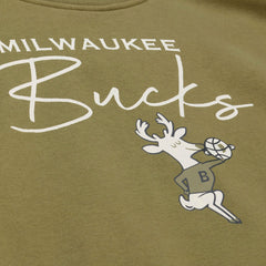Milwaukee Bucks Women's Lightweight Script Sweatshirt Olive | Mitchell & Ness for sale