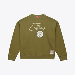 Boston Celtics Women's Lightweight Script Sweatshirt Olive | Mitchell & Ness Near Me